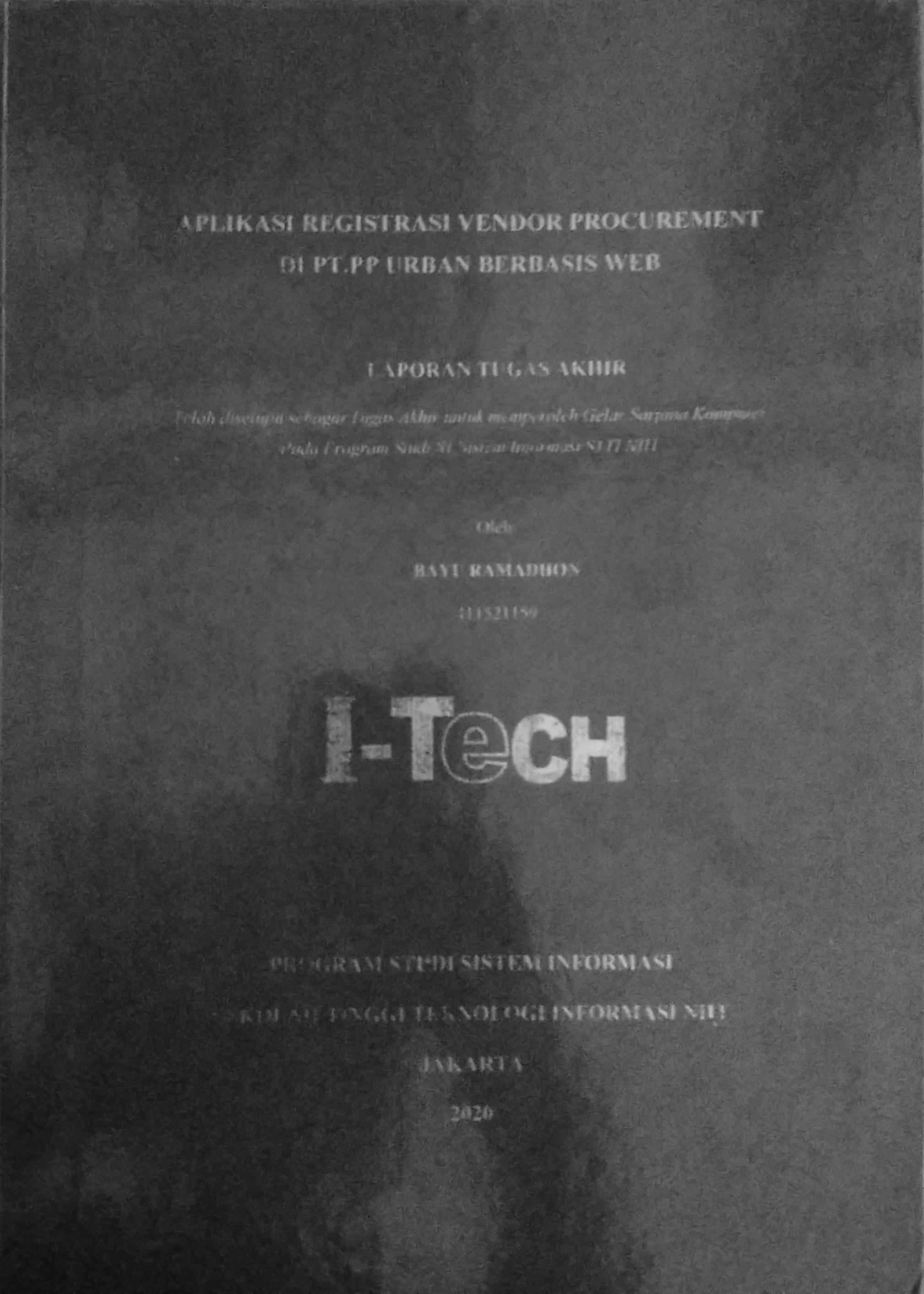 Cover APLIKASI REGRISTRASI VENDOR PROCUREMENT DI PT.PP URBAN BERBASIS WEB